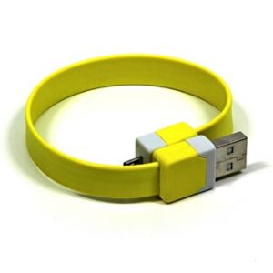 Kabel USB (2.0), USB A M- USB micro M, 0.25m, žlutý, LOGO, blistr, náramek