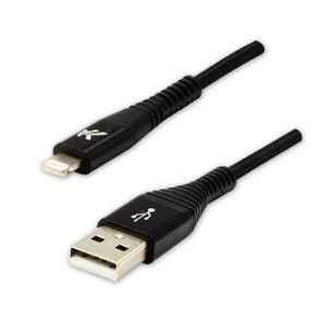 Kabel USB (2.0), USB A M- Apple Lightning C89 M, 2m, MFi certifikace, 5V/2,4A, černý, Logo