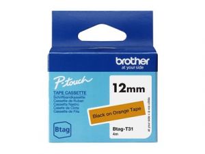 Brother BTAG-T31 - Černá na oranžové - Role (1,2 cm x 4 m) 1 kazeta/y závěsný box - páska