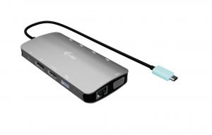 i-tec USB-C Metal Nano 3x Display (DP, HDMI and VGA) Docking Station, Power Delivery 100 W