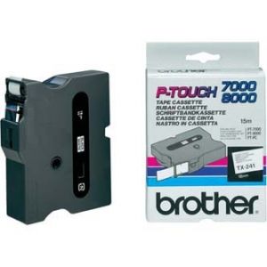 Páska do tiskárny štítků Brother, TX-241, 18mm, černý tisk/bílý podklad, O