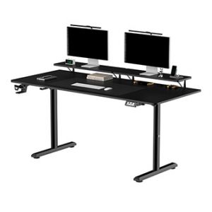 ULTRADESK HIGHLANDER XXL BLACK Pracovní stůl s elektricky nastavitelnou výškou s držákem s