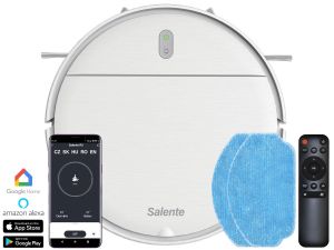 Salente R2, robotický vysavač, stírání vodou, nabíjecí stanice, bílý