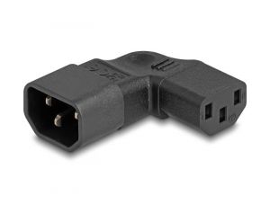 Delock Napájecí adaptér IEC 60320 – z C14 na C13, zástrčka / zásuvka, 10 A, 90°, levý / pr