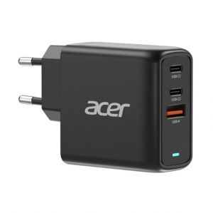 ACER 67W PD GaN charger - black; 2×USB-C +1×USB-A, černá - Nabíječka s Power Delivery a Ga