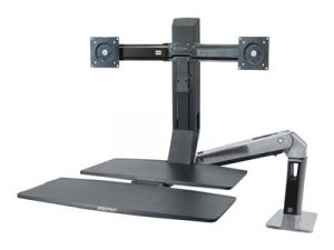 ERGOTRON WorkFit-A II, Dual, 5" Lift Engine and Worksurface, Polished Aluminum,stol,drž. 2