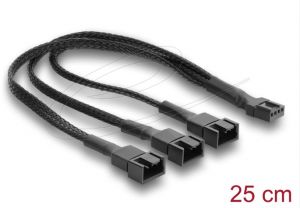 Delock Splitter kabelu ventilátoru, 1 x 4 piny, PWM, ze zásuvky na zástrčku + 2 x 4 pinovo