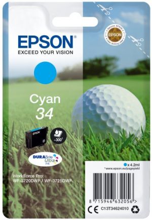 Epson originální ink C13T34624010, T346240, cyan, 4.2ml, Epson - prošlá expirace (2023)
