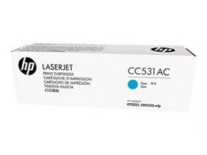 HP originální toner CC531AC, cyan - poškození obalu D (viz. popis)