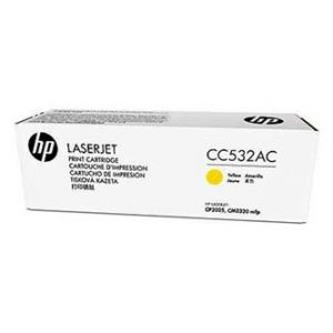 HP toner CC532AC, yellow, kon. - poškození obalu kategorie B (viz. popis)
