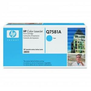 HP orig. toner, Q7581A, cyan - poškození obalu B (viz. popis)