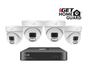 iGET HGNVK84804 - kamerový PoE set, 2K rozlišení, 8CH NVR + 4x kamera se zvukem, IR + LED,